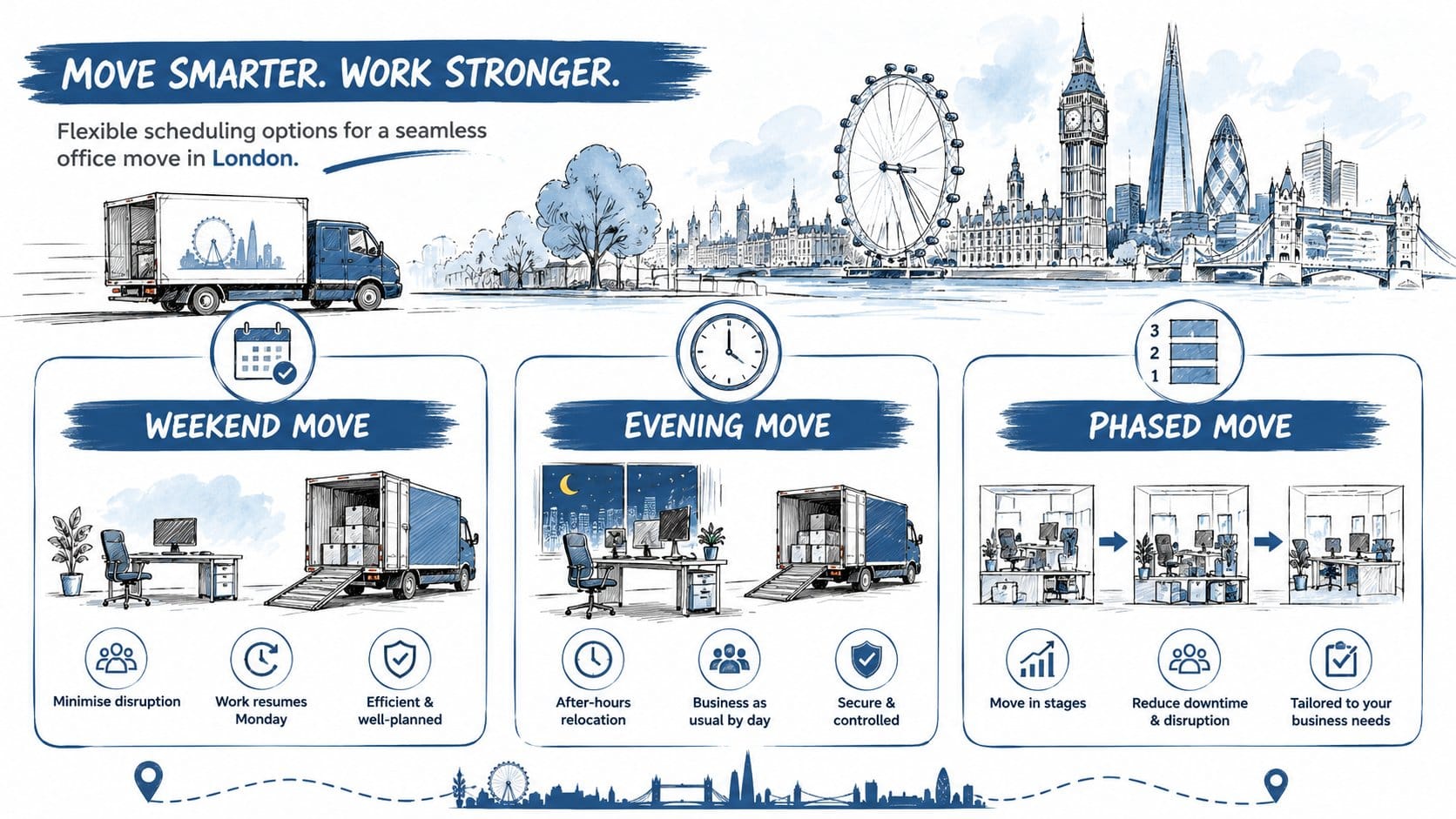 London office move options infographic with truck