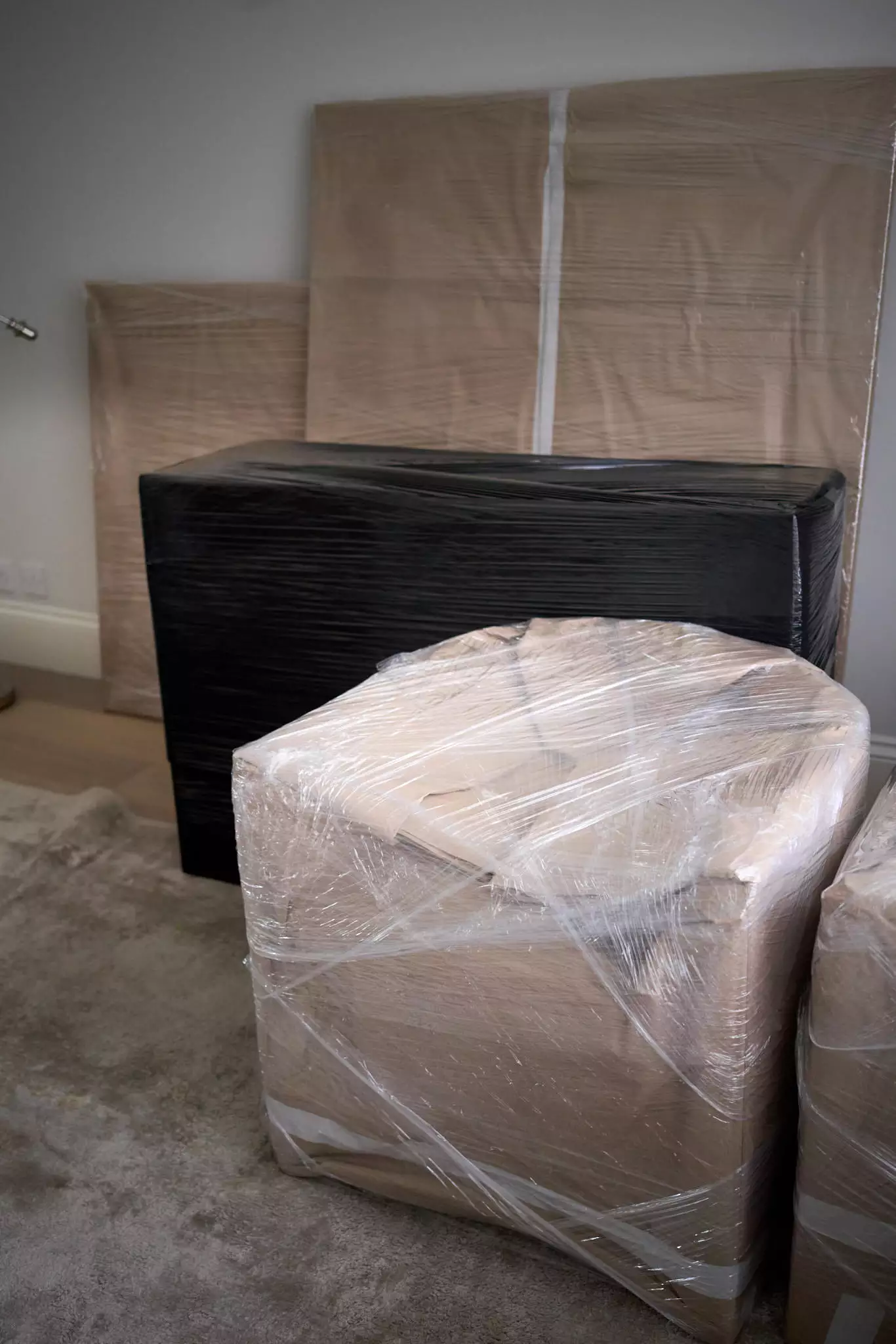 Wrapped items ready for loading