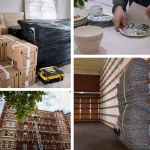 Collage of professional packing, fragile handling, external furniture hoist, and empty removal van—showcasing Best London Removals' full-service moving capabilities.