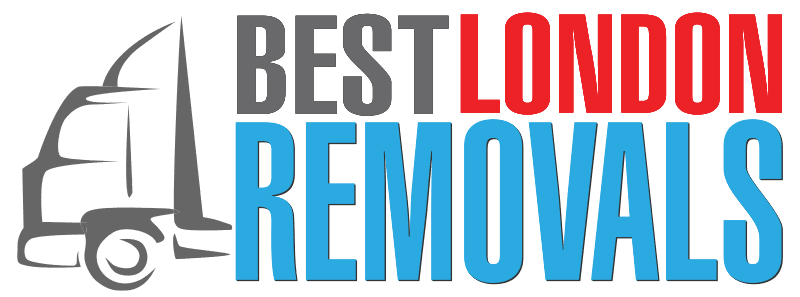Best London Removals logo featuring a moving truck outline and bold text in red, blue, and black.