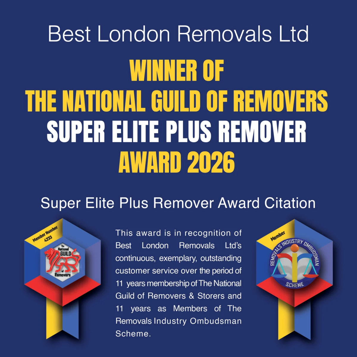 Best London Removals Ltd Removals & Deliveriess 3 Awards NGRS