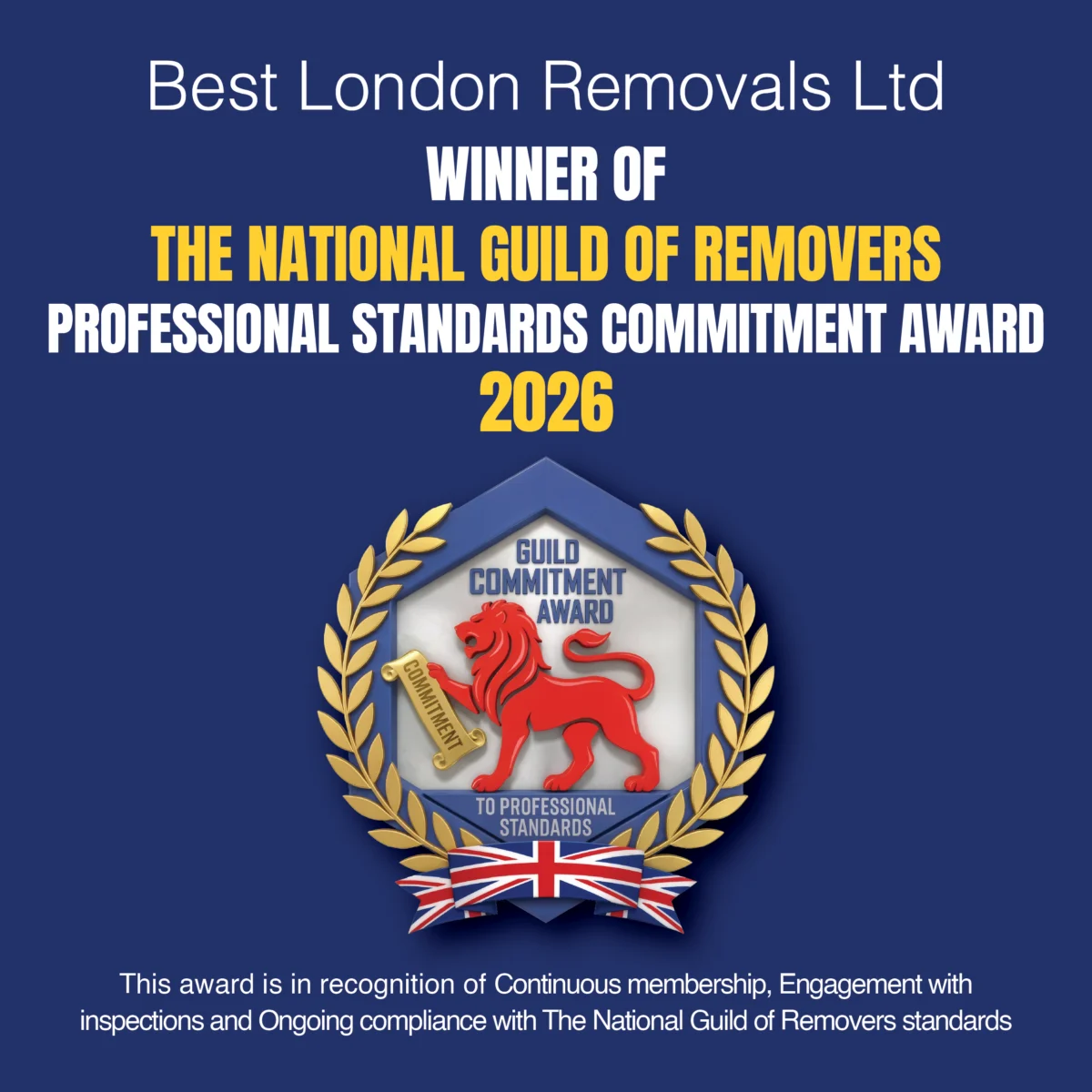 National Guild of Removers award 2026 badge
