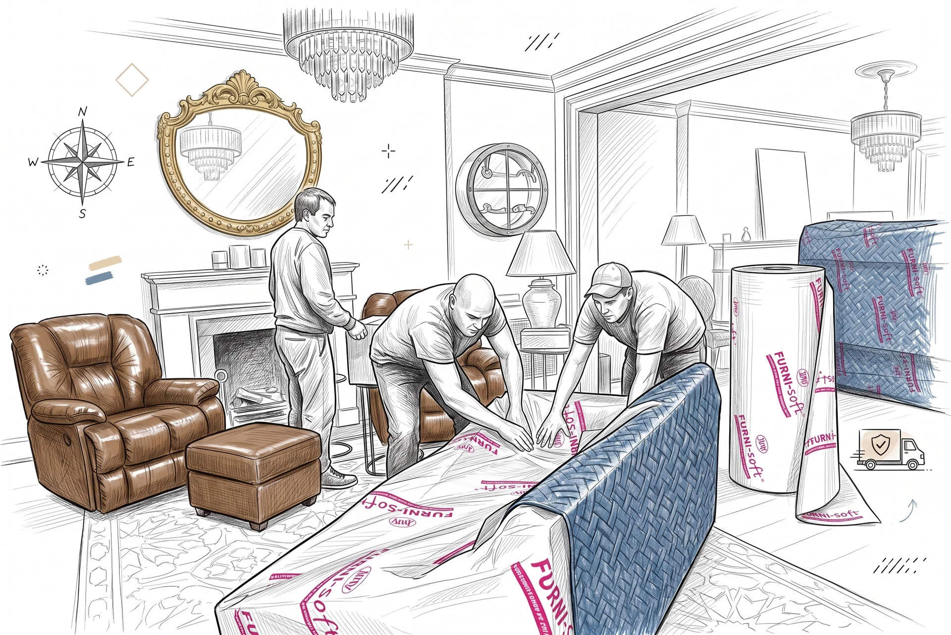 Wrapping sofa for protection in transit