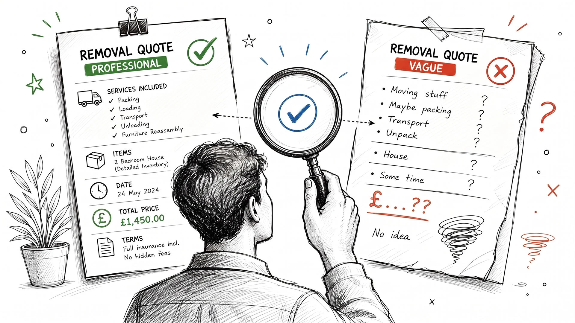 Comparing professional and vague removal quotes
