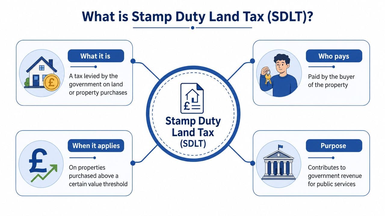 Infographic explaining Stamp Duty Land Tax (SDLT)