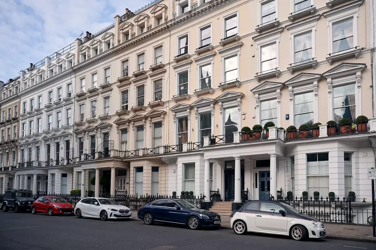 Row of classic terraced London houses, ideal for domestic removals services