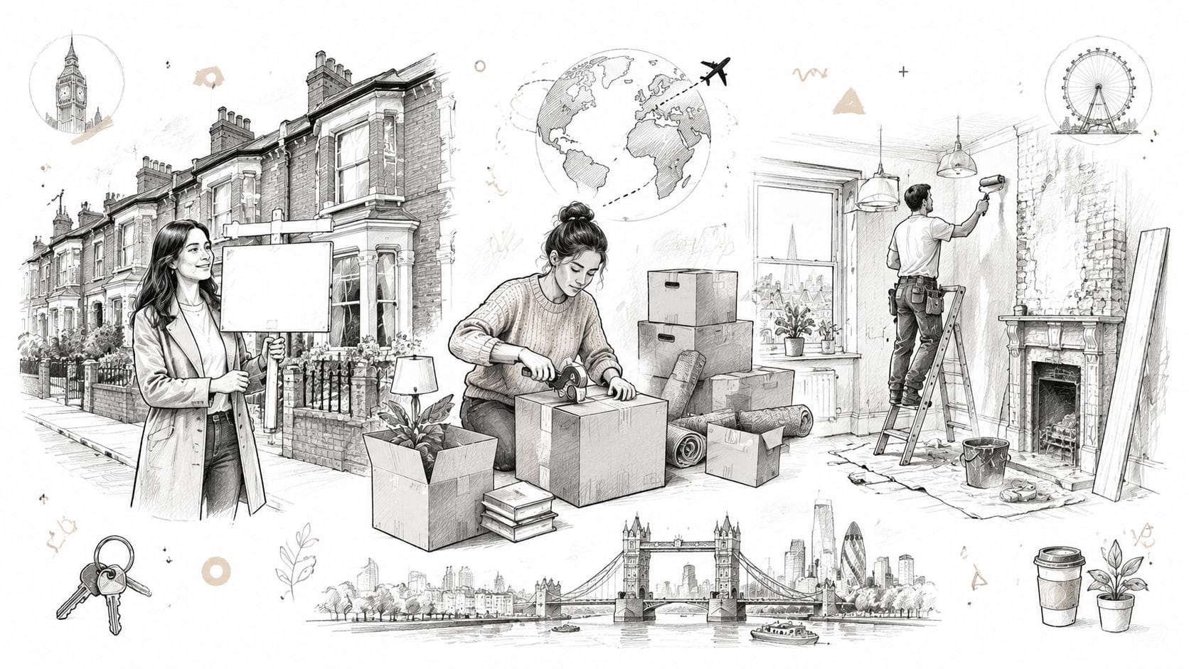 Illustration of moving home and renovating in London