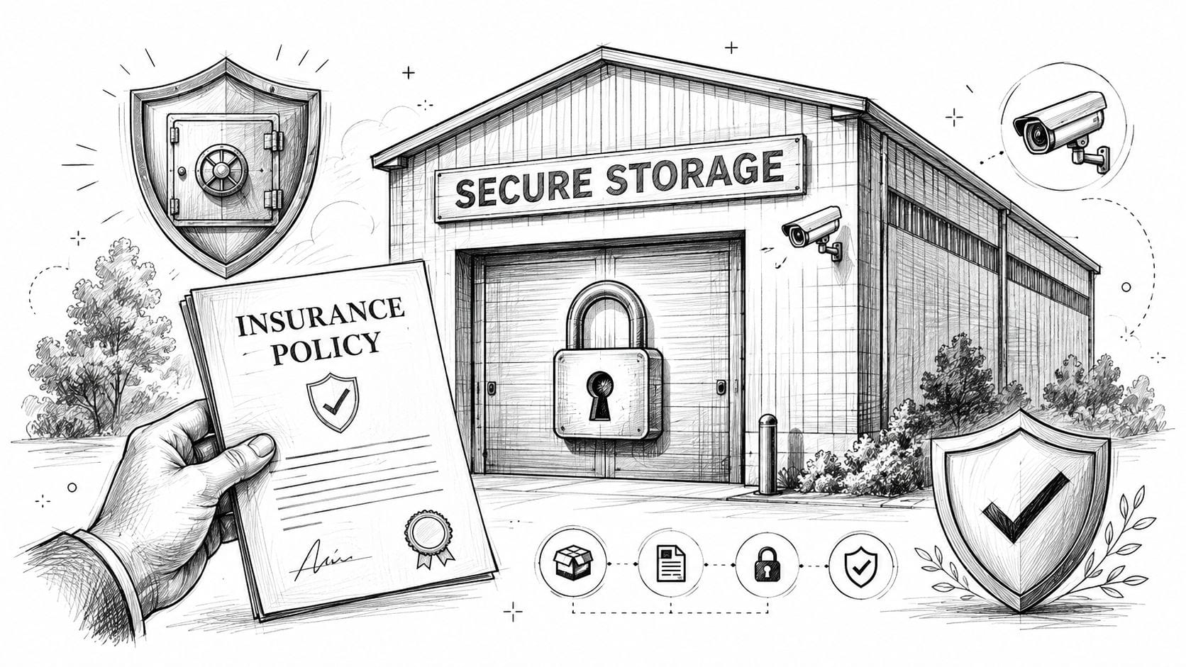 Secure storage facility with insurance and CCTV protection