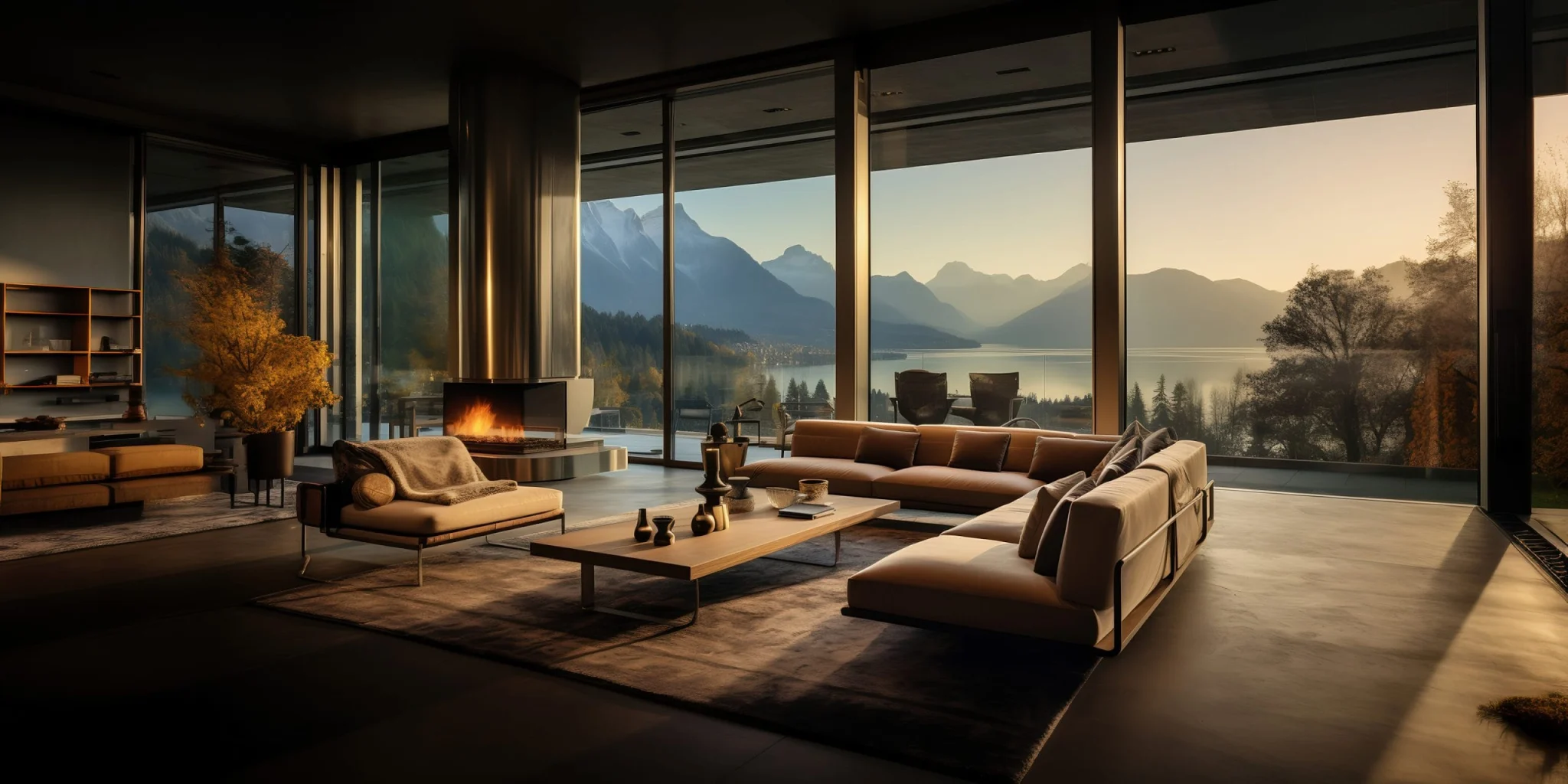 modern house near lake