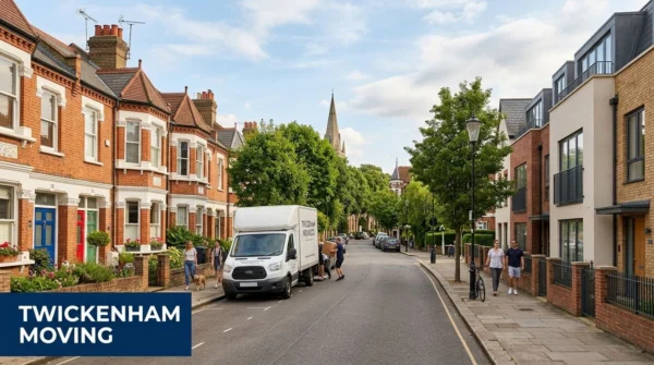 Removal van parked on Twickenham residential street