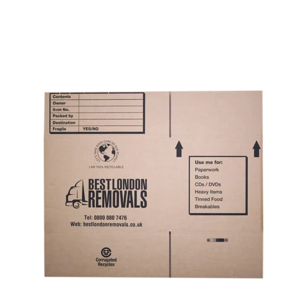 Flat packed small moving box - branded Best London Removals