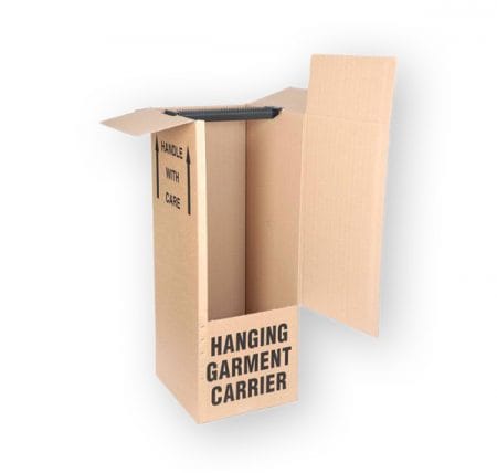 Wardrobe box with rail